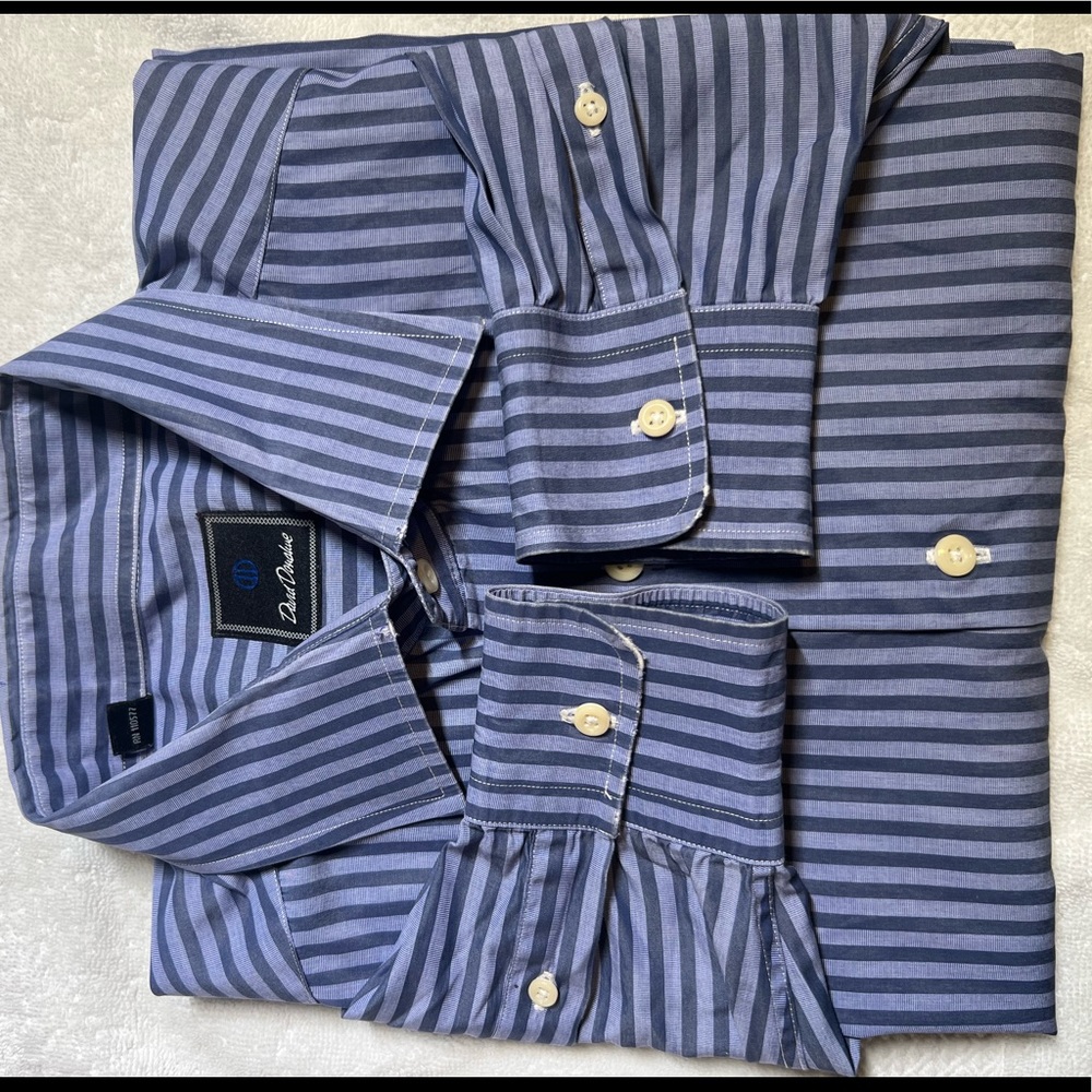 David Donahue 17 1/2 36/37 sleeves (see wear on collar & sleeves)